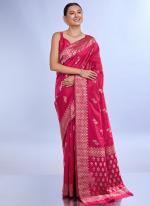 Silk Hot Pink Traditional Wear Weaving Saree